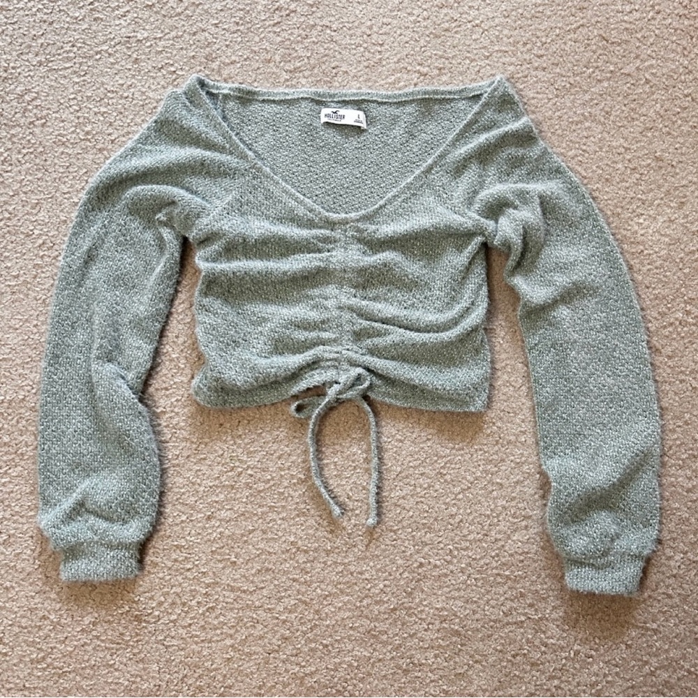 Hollister | Knit Long Sleeve Crop Top | Sage Green